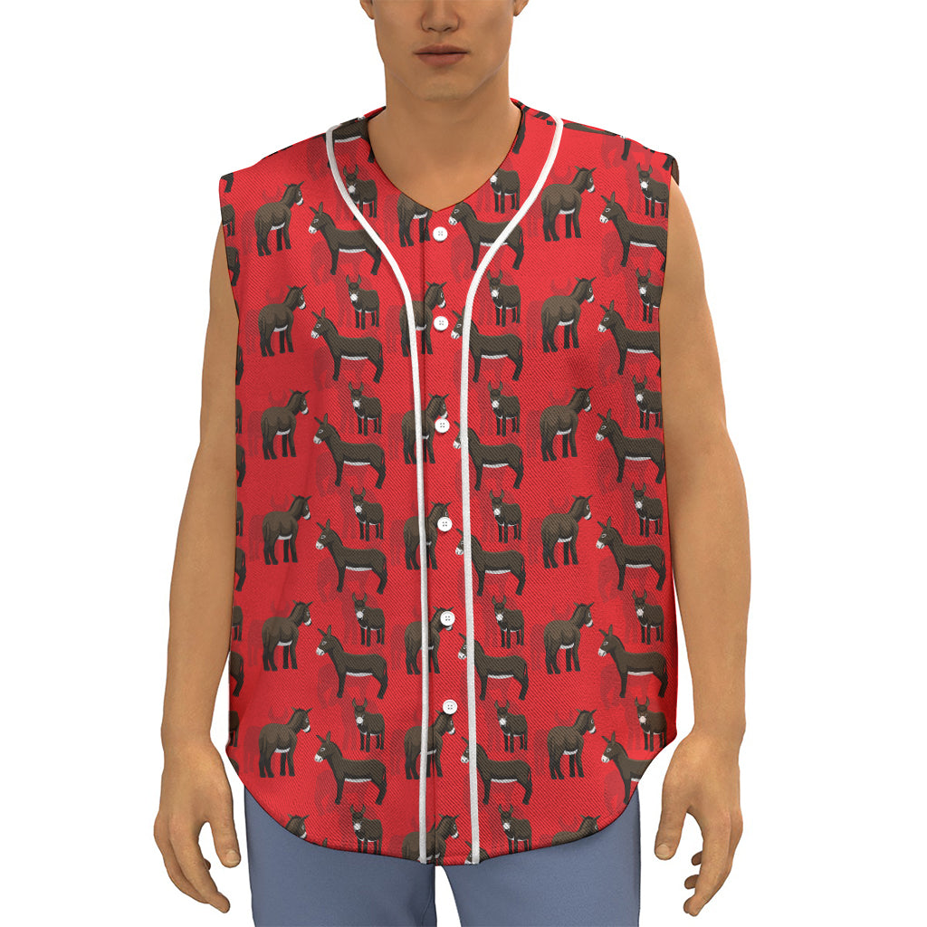 Cartoon Balearic Donkey Pattern Print Sleeveless Baseball Jersey