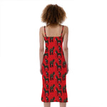 Cartoon Balearic Donkey Pattern Print Slim Fit Midi Cami Dress