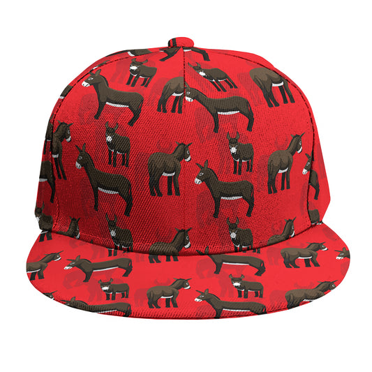 Cartoon Balearic Donkey Pattern Print Snapback Cap