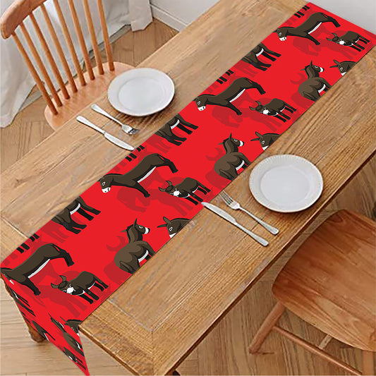 Cartoon Balearic Donkey Pattern Print Table Runner
