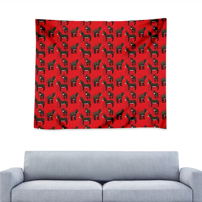 Cartoon Balearic Donkey Pattern Print Tapestry