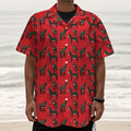Cartoon Balearic Donkey Pattern Print Textured Short Sleeve Shirt