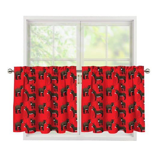 Cartoon Balearic Donkey Pattern Print Tier Curtains
