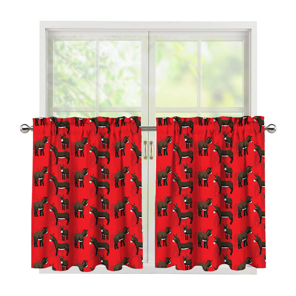Cartoon Balearic Donkey Pattern Print Tier Curtains