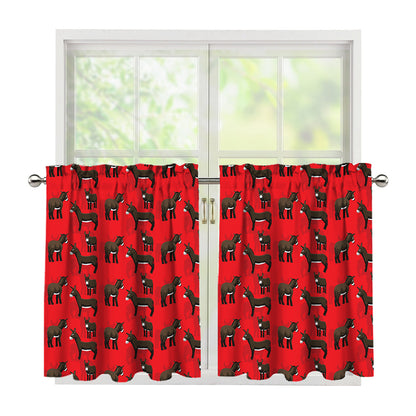 Cartoon Balearic Donkey Pattern Print Tier Curtains