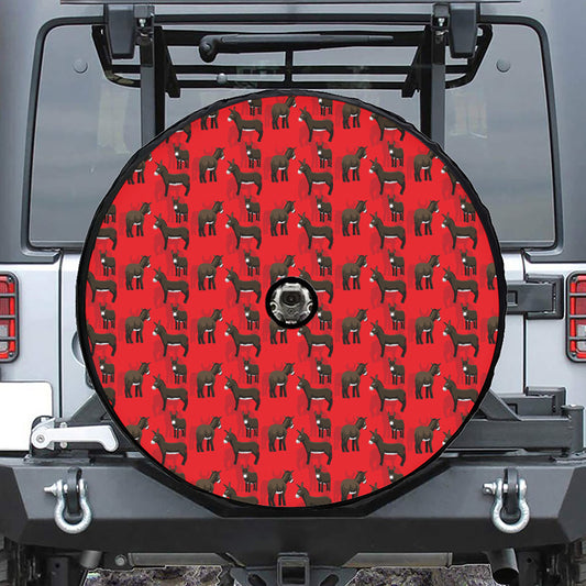 Cartoon Balearic Donkey Pattern Print Tire Cover With Camera Hole