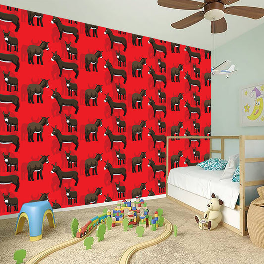 Cartoon Balearic Donkey Pattern Print Wall Sticker