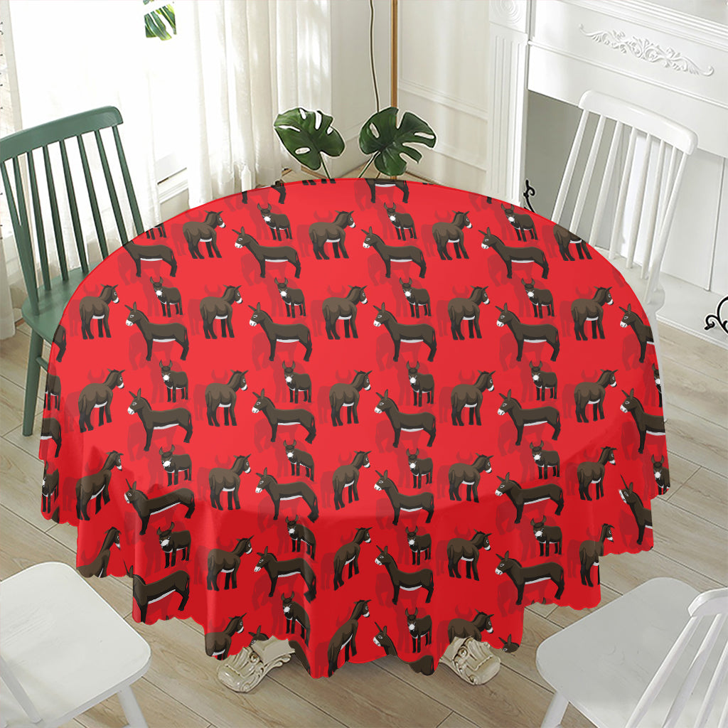 Cartoon Balearic Donkey Pattern Print Waterproof Round Tablecloth