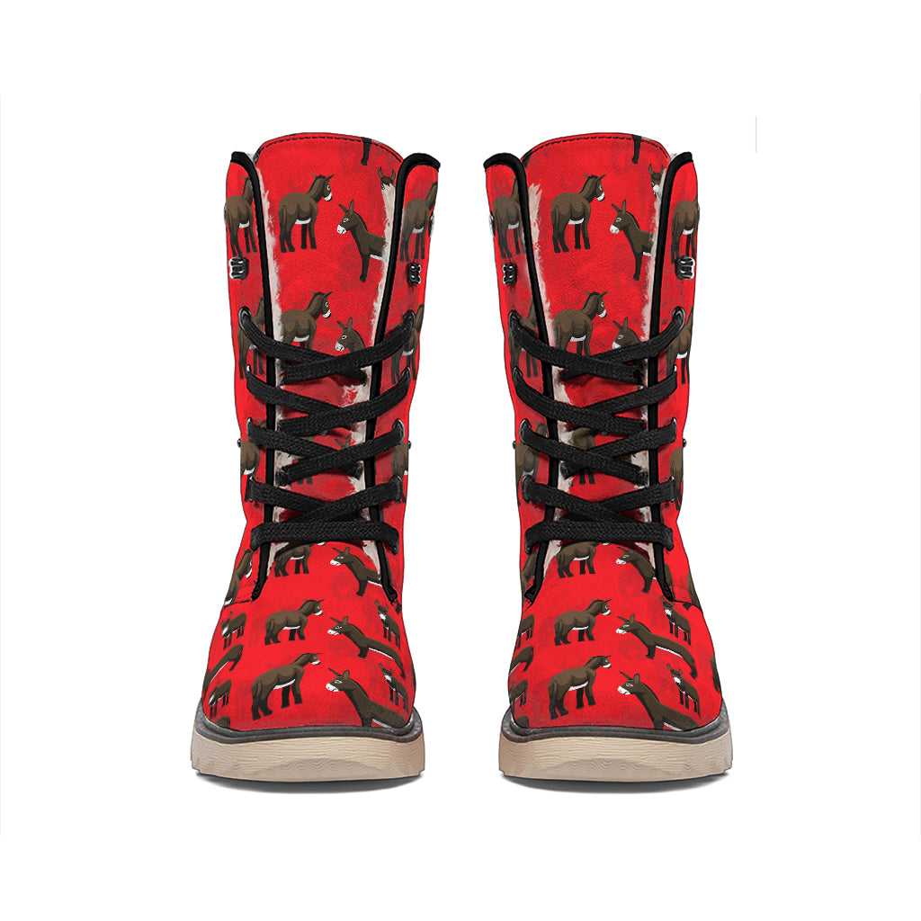 Cartoon Balearic Donkey Pattern Print Winter Boots