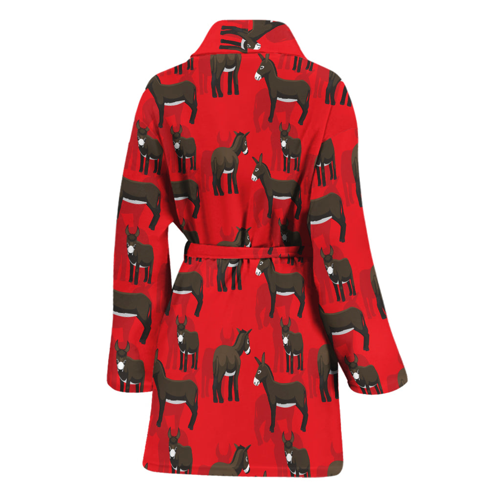 Cartoon Balearic Donkey Pattern Print Women's Bathrobe