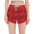 Cartoon Balearic Donkey Pattern Print Women's Split Running Shorts