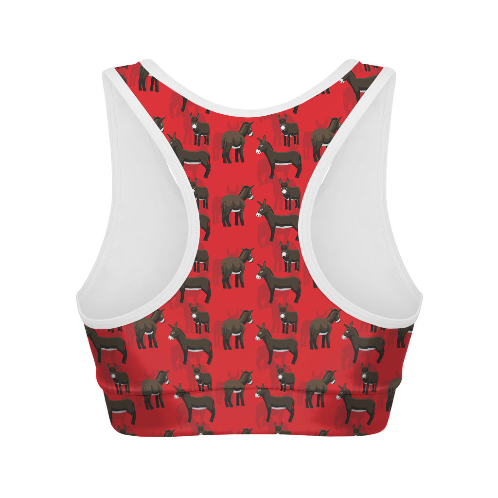 Cartoon Balearic Donkey Pattern Print Women's Sports Bra