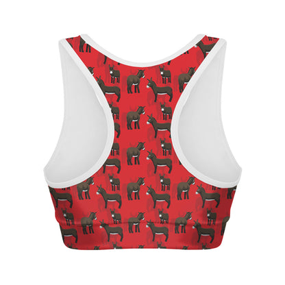 Cartoon Balearic Donkey Pattern Print Women's Sports Bra