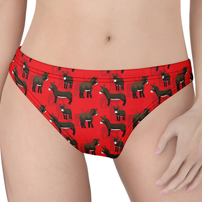 Cartoon Balearic Donkey Pattern Print Women's Thong