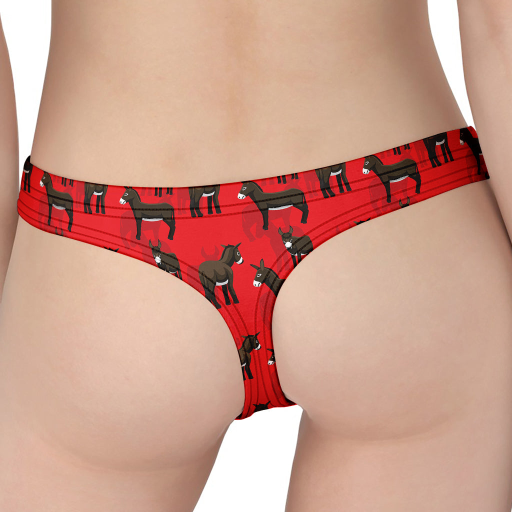 Cartoon Balearic Donkey Pattern Print Women's Thong