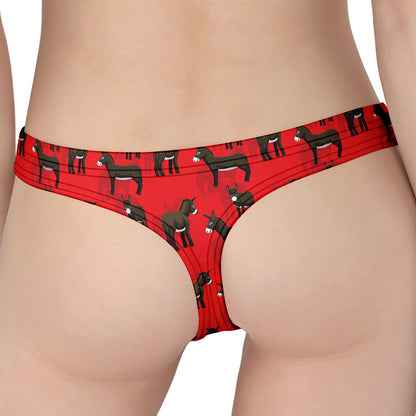 Cartoon Balearic Donkey Pattern Print Women's Thong