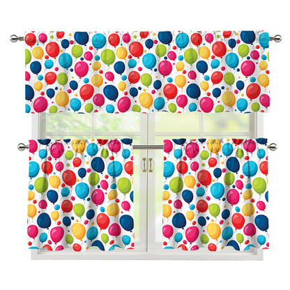 Cartoon Balloon Pattern Print 3 Piece Kitchen Curtains