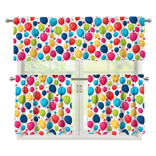 Cartoon Balloon Pattern Print 3 Piece Kitchen Curtains