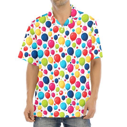 Cartoon Balloon Pattern Print Aloha Shirt