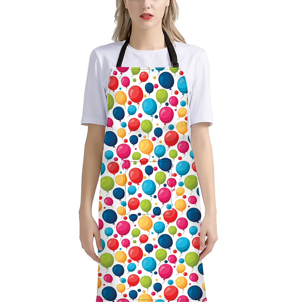 Cartoon Balloon Pattern Print Bib Apron With Pocket