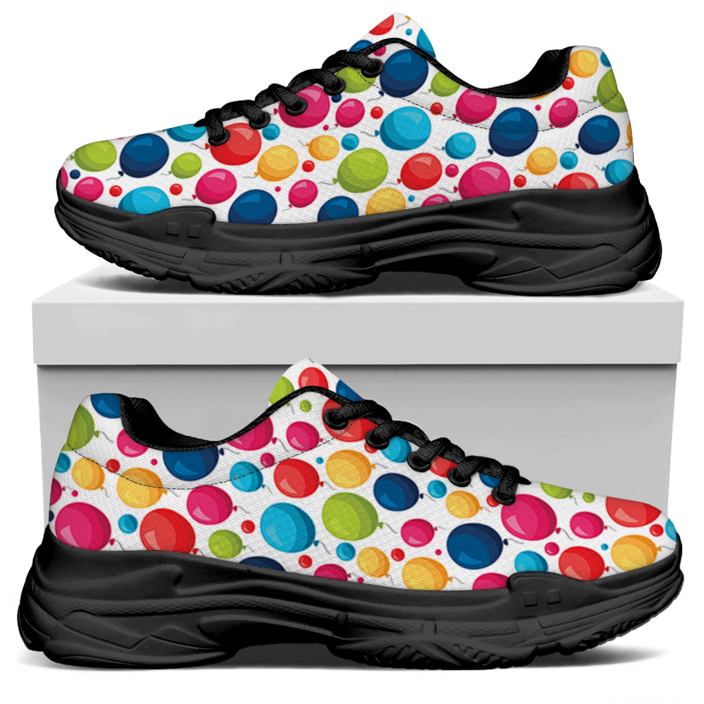 Cartoon Balloon Pattern Print Black Chunky Shoes