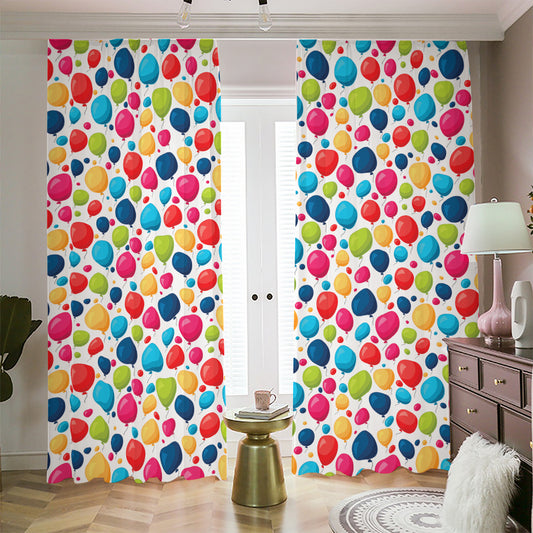 Cartoon Balloon Pattern Print Blackout Pencil Pleat Curtains