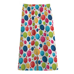 Cartoon Balloon Pattern Print Cotton Front Slit Maxi Skirt