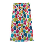 Cartoon Balloon Pattern Print Cotton Front Slit Maxi Skirt