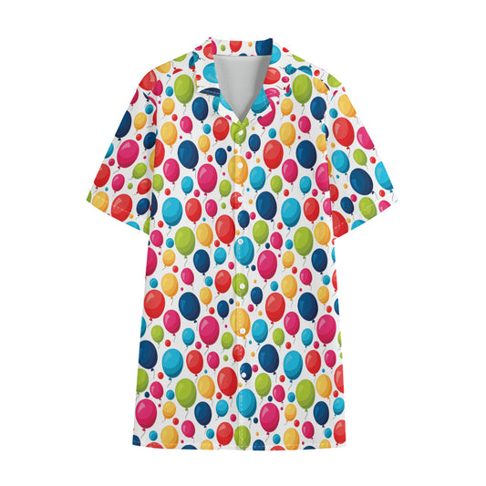 Cartoon Balloon Pattern Print Cotton Hawaiian Shirt