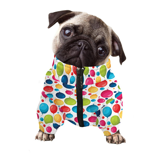 Cartoon Balloon Pattern Print Dog Zip Up Jacket
