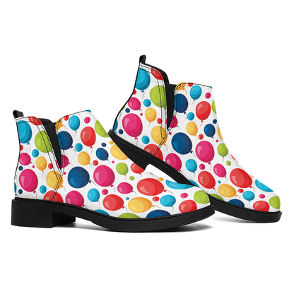 Cartoon Balloon Pattern Print Flat Ankle Boots