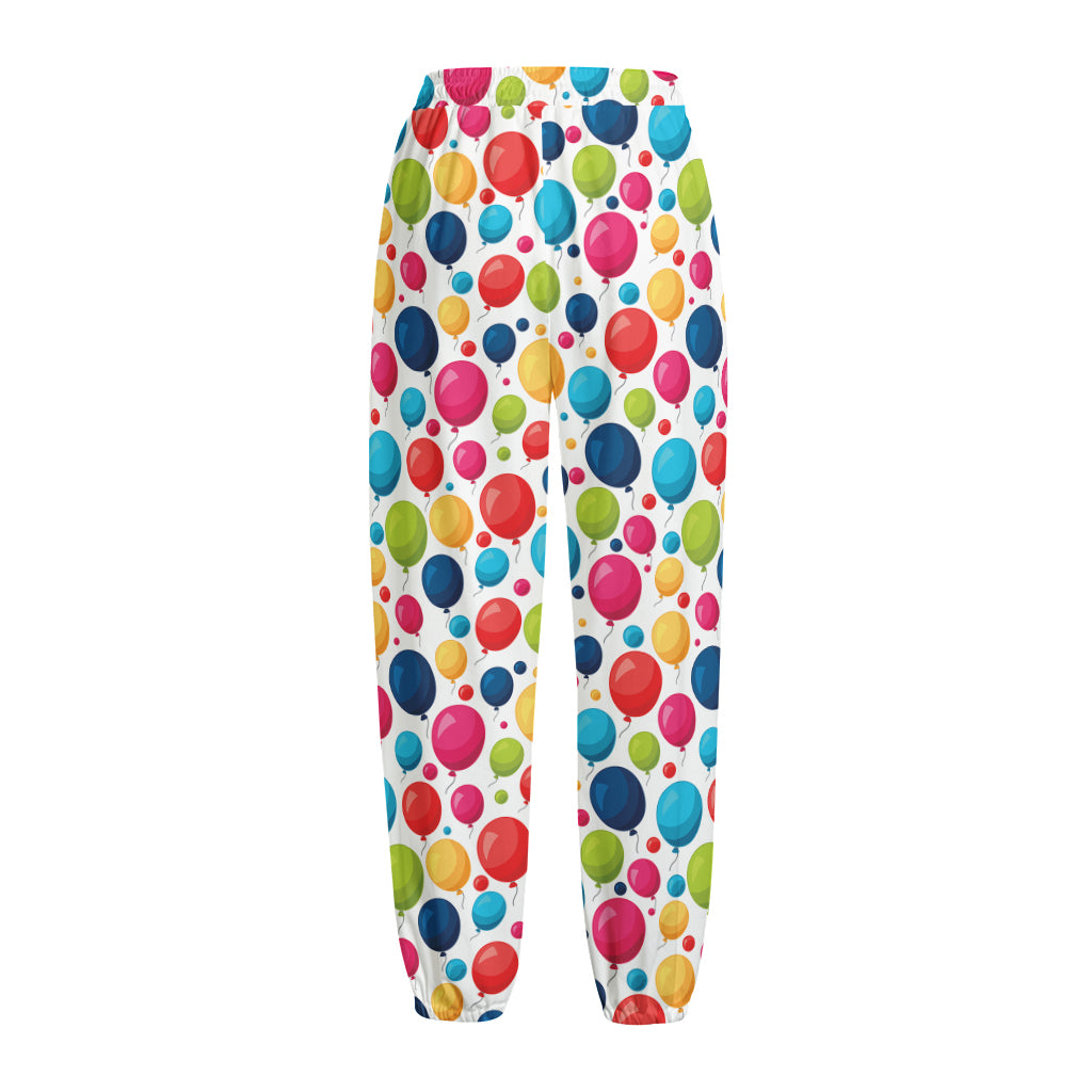 Cartoon Balloon Pattern Print Fleece Lined Knit Pants