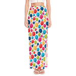 Cartoon Balloon Pattern Print High Slit Maxi Skirt