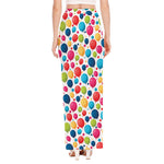 Cartoon Balloon Pattern Print High Slit Maxi Skirt