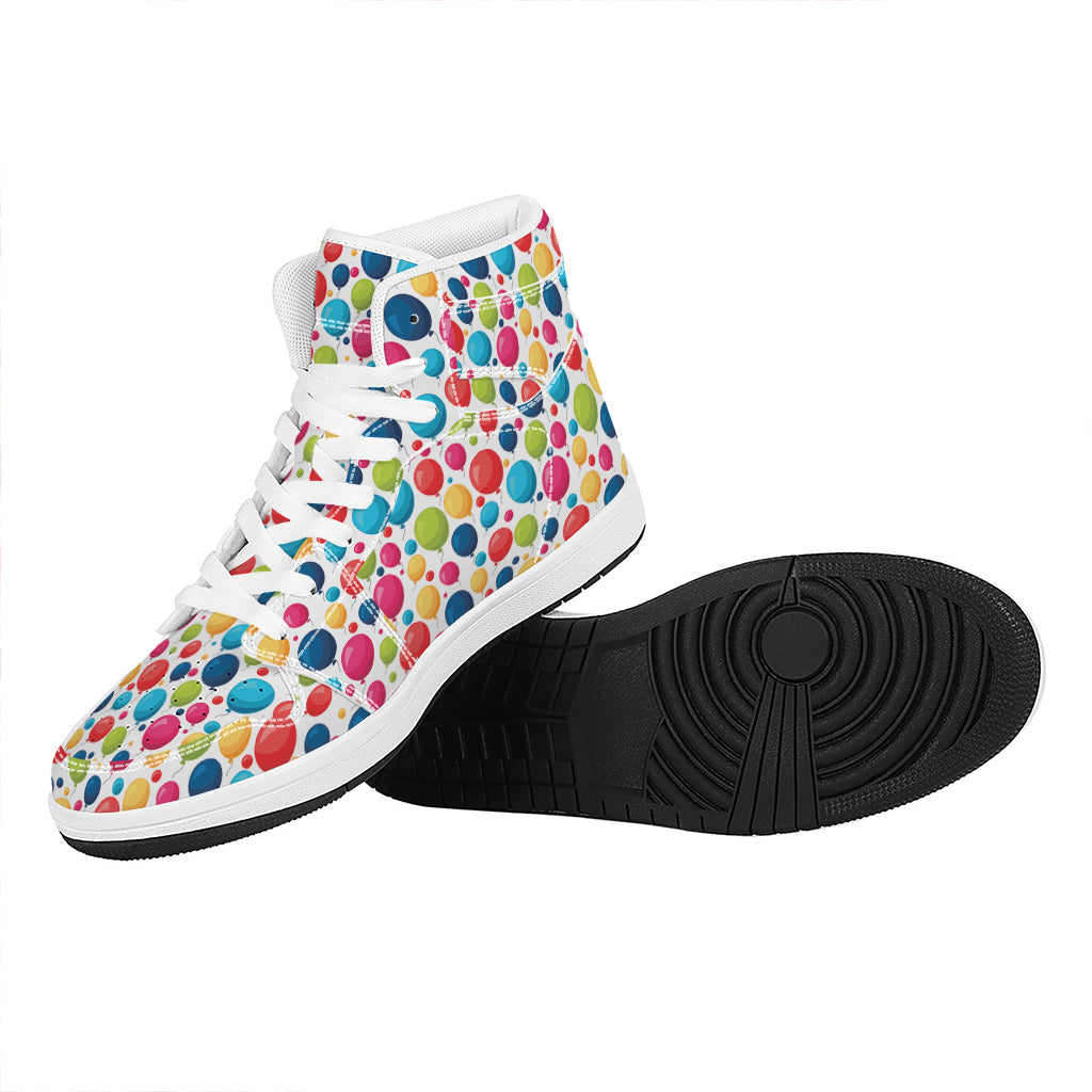 Cartoon Balloon Pattern Print High Top Leather Sneakers