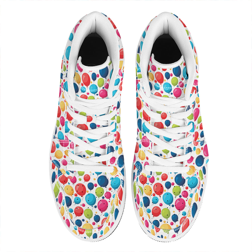 Cartoon Balloon Pattern Print High Top Leather Sneakers