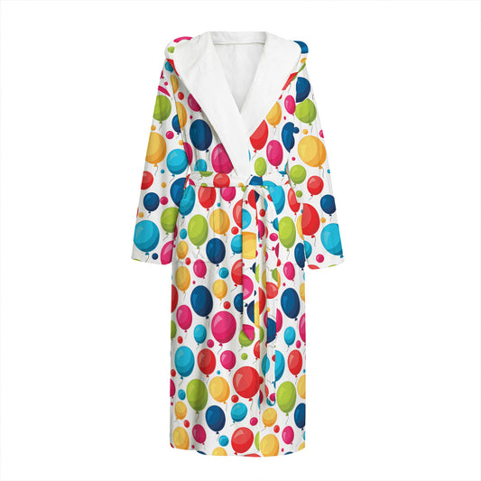 Cartoon Balloon Pattern Print Hooded Bathrobe