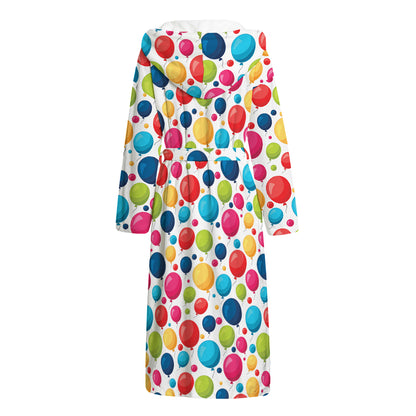 Cartoon Balloon Pattern Print Hooded Bathrobe