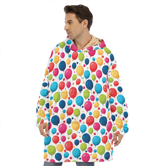 Cartoon Balloon Pattern Print Hoodie Blanket