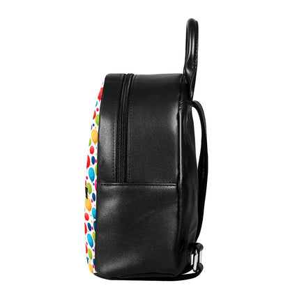 Cartoon Balloon Pattern Print Leather Backpack