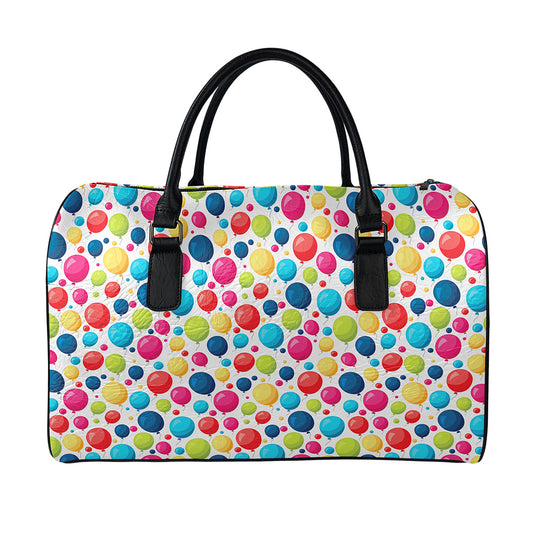Cartoon Balloon Pattern Print Leather Duffle Bag