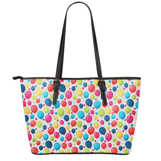 Cartoon Balloon Pattern Print Leather Tote Bag