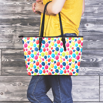 Cartoon Balloon Pattern Print Leather Tote Bag