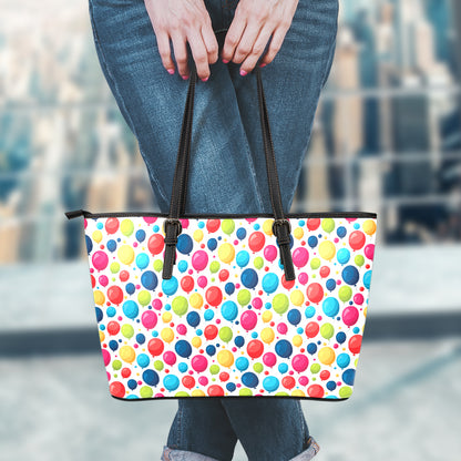 Cartoon Balloon Pattern Print Leather Tote Bag