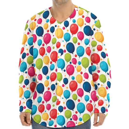 Cartoon Balloon Pattern Print Long Sleeve Baseball Jersey