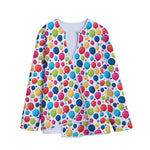 Cartoon Balloon Pattern Print Long Sleeve Short Coat