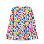 Cartoon Balloon Pattern Print Long Sleeve Short Coat