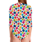 Cartoon Balloon Pattern Print Long Sleeve Swimsuit