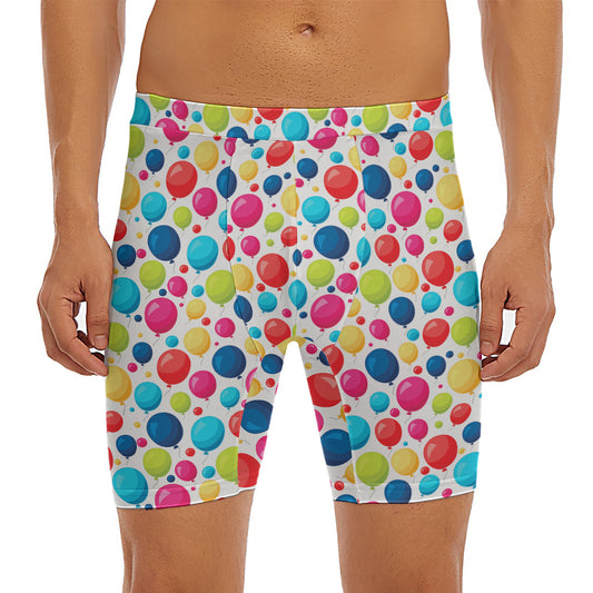 Cartoon Balloon Pattern Print Men's Long Boxer Briefs