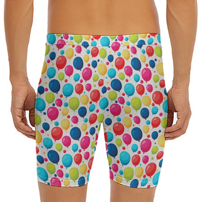 Cartoon Balloon Pattern Print Men's Long Boxer Briefs